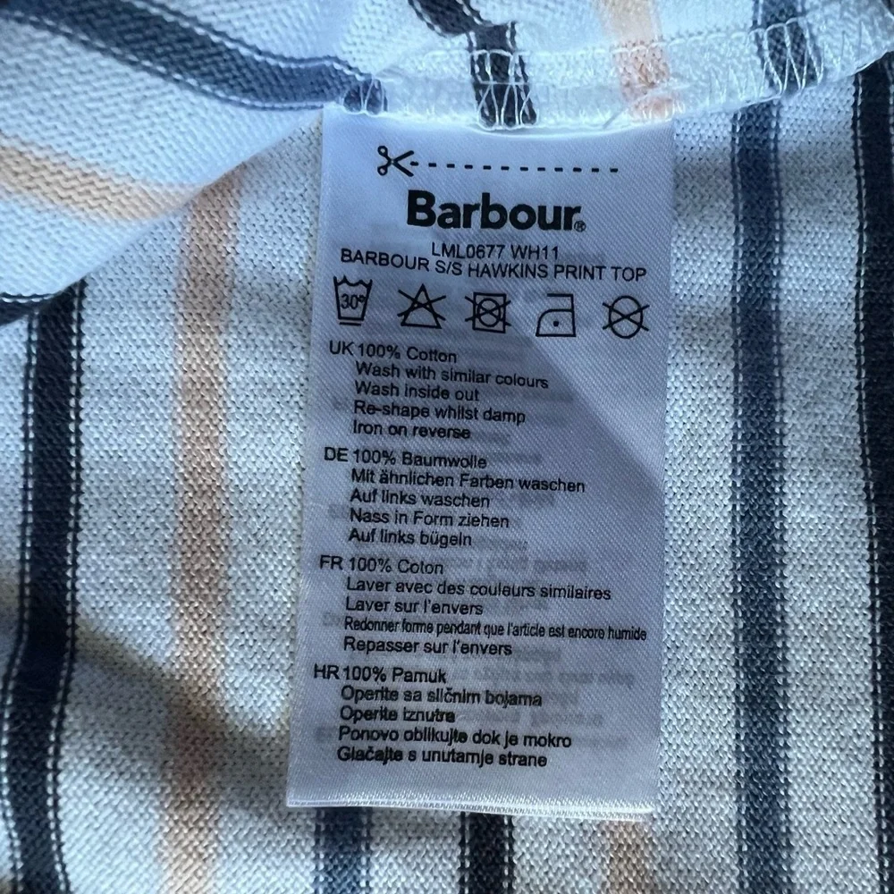 Barbour Striped Hawkins Short Sleeve 100% Cotton Tee size 4 Nautical T-Shirt